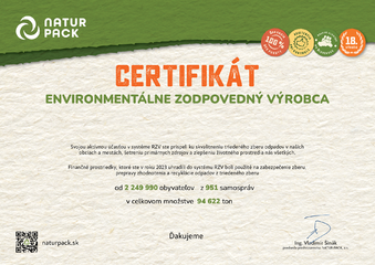 Certifikát environmentálne zodpovedného výrobcu 2023